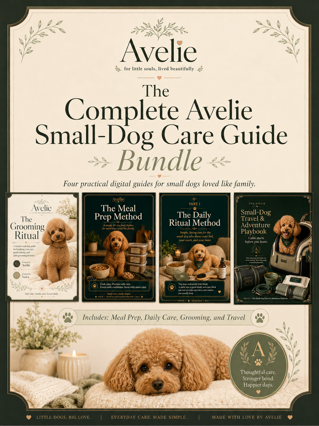 Avelie complete small-dog care guide bundle with four digital guide covers