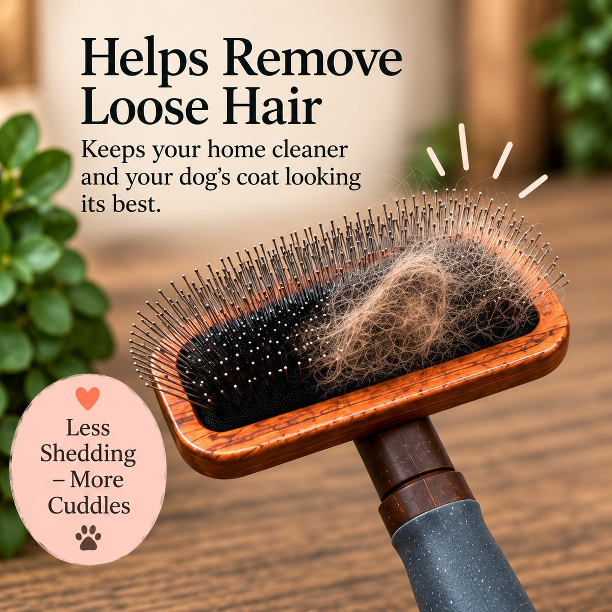 Avelie slicker brush helping remove loose hair