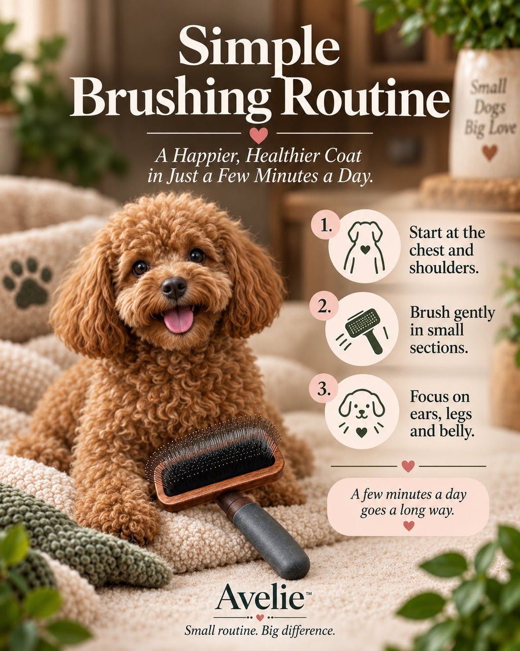 Avelie simple brushing routine for small dogs