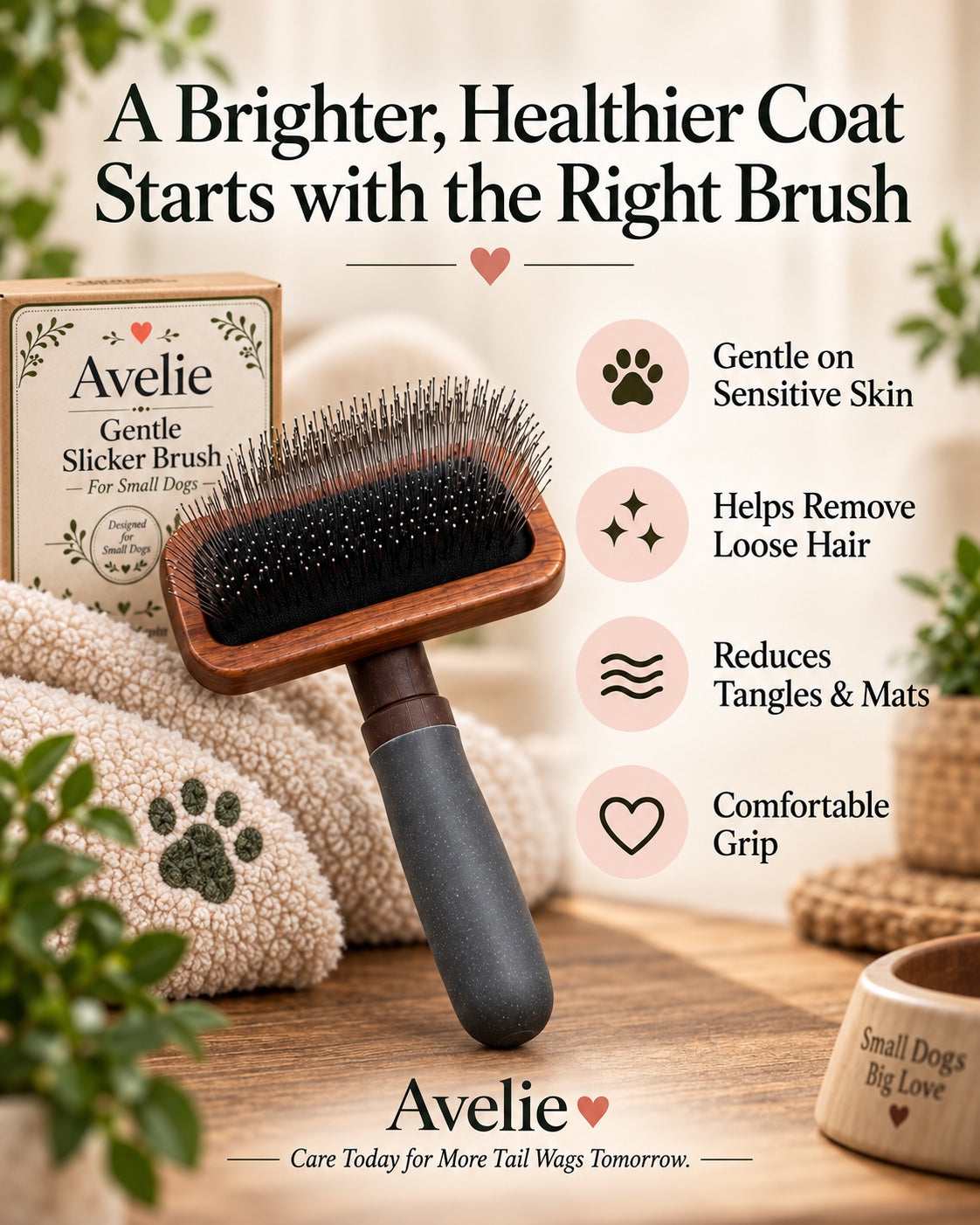 Avelie slicker brush benefits for small dogs